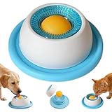 Cuenco para lamer Perros, Lick Bowl para Perros Antideslizante con Bola Giratoria, Juguete Interactivo de Alimentación Lenta Que Reduce la Ansiedad y el Aburrimiento (Azul)
