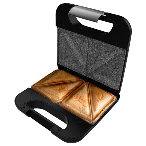 Foto von Cecotec Sandwichmaker Rock'nToast Classic +, 800W, 2 Sandwiches, Edelstahl, Dreieckige Platten, Antihaftbeschichtung, PFOA-frei, Kaltgriff, Temperaturanzeige, Kabelaufwicklung, Cool-Touch-Griff