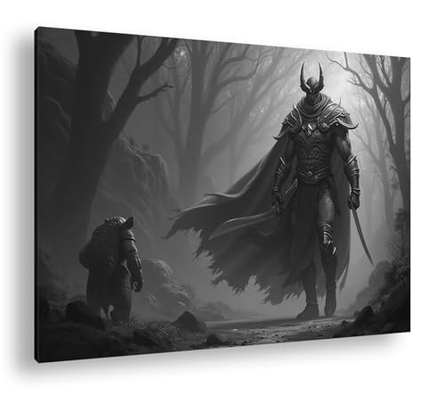 Image sur toile ours et guerrier deyoli de 120 x 80 cm pour salon