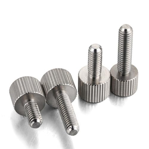 5pcs M2 M2.5 M3 Hand screw Single head knurling Flat head Hands tight Adjustment bolt stainless steel 4mm-16mm Length - (Dimensions: M2.5x12mm)
