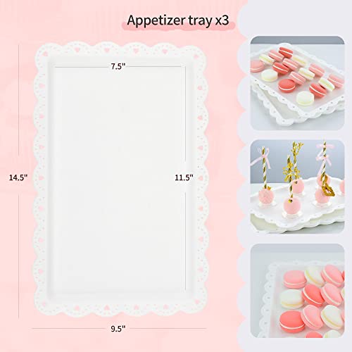 NWK 5 Piece Cake Stand Set with 2x 3-Tier Cupcake Stands + 3X Appetizer Trays Perfect for Wedding Birthday Baby Shower Thanksgiving Christmas New Year Party - Cosy Home Interiors NWK 5 Piece Cake Stand Set with 2x 3-Tier Cupcake Stands + 3X Appetizer Trays Perfect for Wedding Birthday Baby Shower Thanksgiving Christmas New Year Party - Image 6