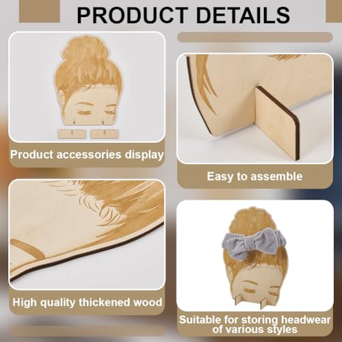 FINGERINSPIRE Wood Headband Display Cards Blanched Almond Hair Tie Holder Ear Warmer Prop Display Card Hair Bands Organizer Head Shaped Wooden Hair Band Display Stands Display Stands for Selling - Image 4