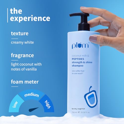 Image of Plum Coconut Milk & Peptides Strength & Shine Shampoo 750ml | 22X Smoother Hair | With Coconut Milk & Pea Peptide | Smoothening & Strengthening | Paraben-Free, 100% Vegan.