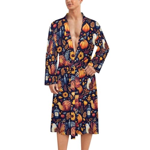 Peignoir homme imprimé dinde et citrouille pour remplacer votre sortie de bain lourde