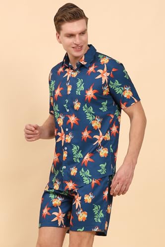 Image of Mens Printed Casual Shirts and Shorts Set Button Down Co-ord Set