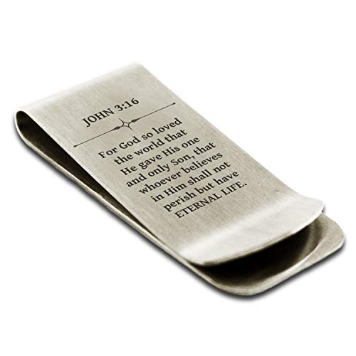 Stainless Steel Eternal Life John 3:16 Money Clip Credit Card Holder
