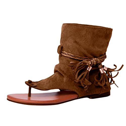 Sandalias para mujer, elegantes con borla, sandalias de playa para mujer, sandalias planas de playa, sandalias romanas vintage, sandalias bohemias de verano, cómodas sandalias para exteriores