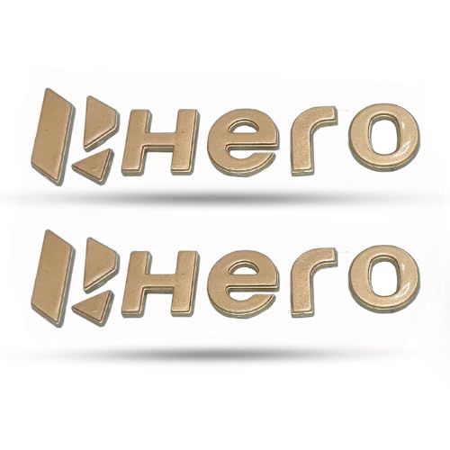 Image of RJVON - Tank Hero Logo 3D Emblem in Golden 2 Pcs for Hero All Bike
