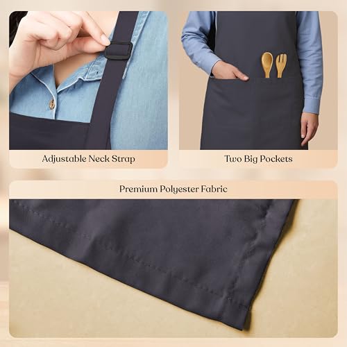 Image of CRASOME Kitchen Apron for Men & Women | Unisex Cooking Apron with 2 Front Pockets and Adjustable Straps | Apron for Chef, Hotel, Cafe, Restaurant, Gardening, Workshop