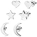 BESTEEL 3 Pares Acero Inoxidable Pendientes de Estrella Luna y Corazón de las Mujeres Aretes Pendientes Piercing Cartilago Joyería de Moda