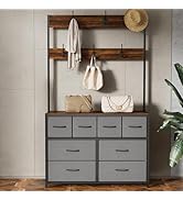 YKVIQBY 68.9 Inch Tall Fabric Dresser with 8 Drawers and 6 Hooks, Chest of Drawers for Bedroom, C...