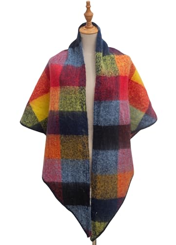 Wander Agio Women Fashion Shawl Warm Long Winter Wrap Scarves Cashmere Soft Feel Plaid Triangle Scarf3