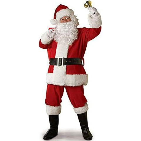 6 Piece Santa Costume Cosplay Props Fancy Adult Men's Christmas Masquerade Party Costumes (A-White , L ) Cover