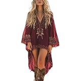 sliemxm Boho Kleid Vintage Rustikaler Stil Kleider Damen Langes Boho Kleid Vintage V-Ausschnitt Blumenkleid Western Country Cowgirlkleid Maxikleider Frühling Blumenkleid Blumenmuster Kleid