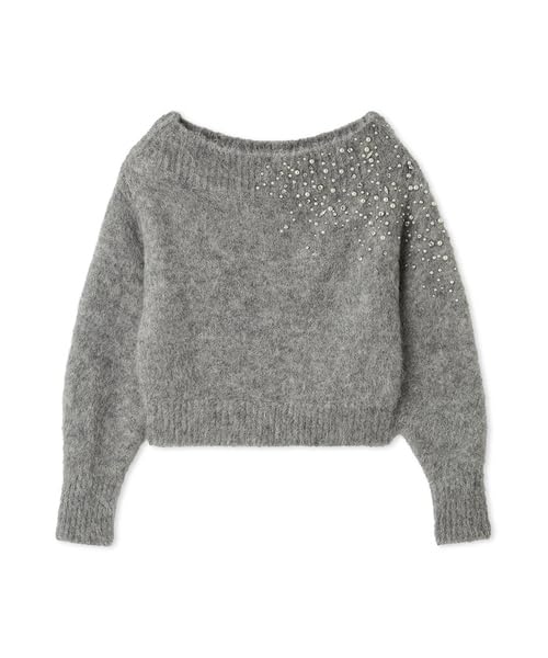 [フレイ アイディー] アルパカシャギービジューオフショルプルオーバー FWNT255107 レディース