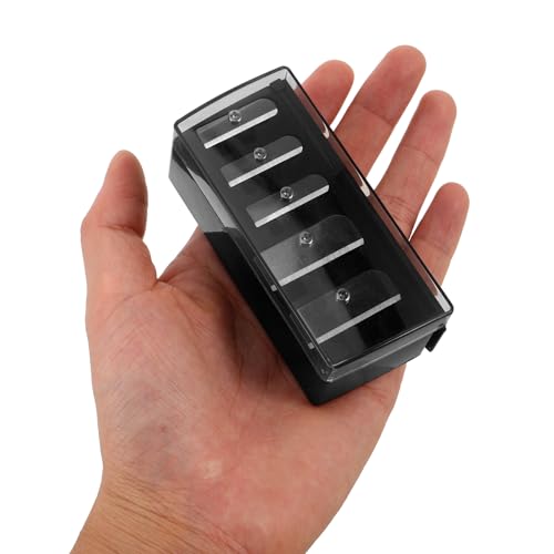 Sacapuntas manual de maquillaje de 5 agujeros portátil para cosméticos negro (2 piezas) 4