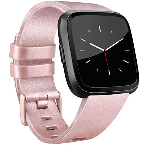 Vancle Bands Compatible with Fitbit Versa Bands for Women Men Rose Gold Silicone Wristbands for Fitbit Versa Bands/Versa Lite Bands (Rose-Gold, Small)
