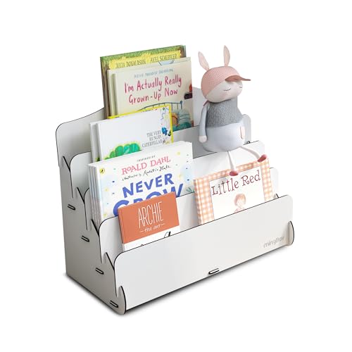 Mini Lucky Montessori Çocuk Kitaplığı, 4 Raflı Ahşap Masaüstü Kitaplık, Beyaz