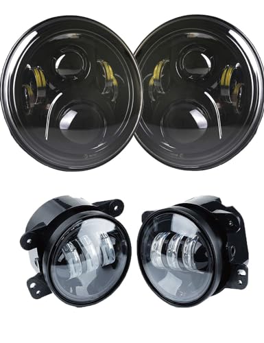 7" LED Led Light Halo + 4" LED Fog Light para Jeep Wrangler miniatura 1