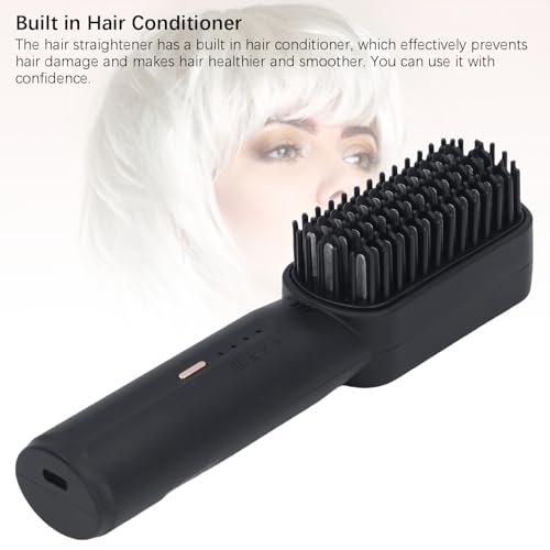 Plancha para el cabello TARSHYRY con peine, 2500 mAh, calefacción rápida y portátil, con acondicionador incorporado y 3 temperaturas ajustables, para uso en casa y viaje (Negro) miniatura 5