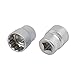 Aexit 1/2-inch Square Hand Operated Tools Drive 24mm 12-Point Shallow Impact Socket Silver Tone 2pcs Model:88as599qo388