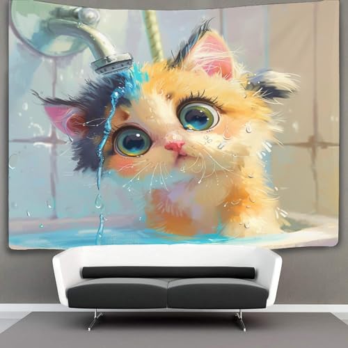 Couverture murale 3D chat mignon pour un salon cocooning et chaleureux - 3