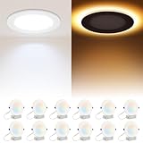 HONZIN 12 Pack 6 Inch Recessed Lighting, Ultra Thin 5CCT LED Recessed Ceiling Light with Night Light, 5 Color Temperatures Dimmable 2700K/3000K/3500K/4000K/5000K,13W, 1100LM, ETL&FCC