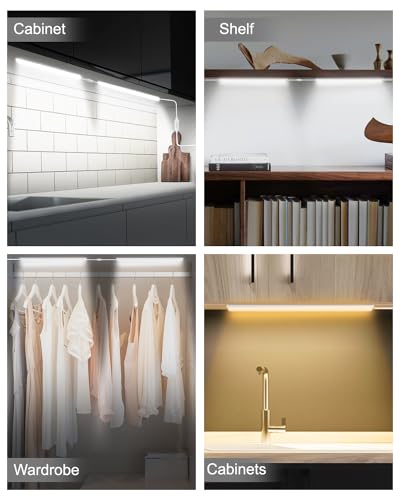 Image of Daymeet Dimmable 12 Inch Ultra Thin Under Cabinet Lighting, Under Cabinet Lights Plug in, Multi-Color Super Bright LED Lights Bar Under Counter Lights Indoor for Kitchen, Shelf, Closet, Desk (3 Pack)