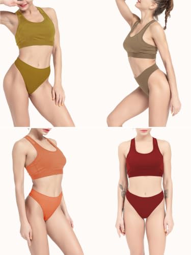 Image of GRANKEE Women's High Waisted Breathable Seamless Thong Panties,No Show Workout Underwear,Comfortable Cotton Crotch,6 Pack
