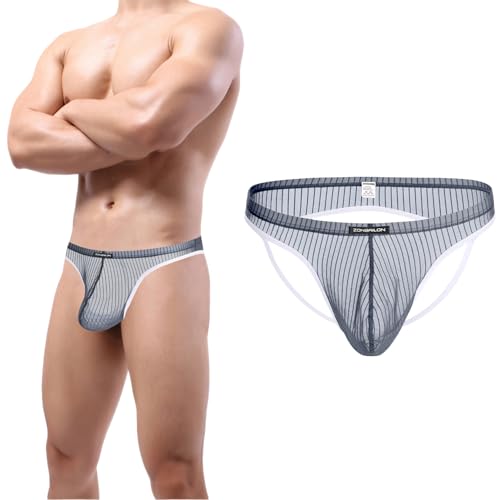 Mens Sheer Bulge Enhancing Jockstrap Briefs See Through Flex Thongs Underwear Pack S M L XL 2XL2