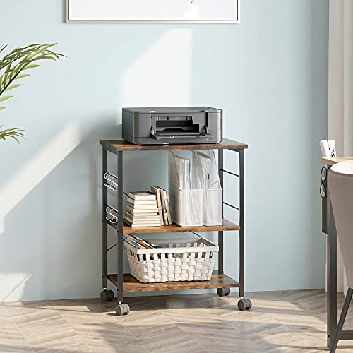 ODK Microwave Cart, Kitchen Cart, Microwave Cart with Storage,3 Tier with 10 Removable Hooks, Rolling Lockable Caster… - Image 7