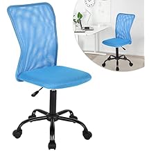 BLKMTY Modern Blue Ergonomic Chair, Mesh Office Chair, Armless Computer Desk Chairs, Adjustable Height, Lumbar Support, Swivel, Rolling, Task, Executive, Home Office, Small Chairs