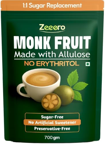 Image of Zeeero Monk Fruit without erythritol | Monkfruit with Allulose Sweetener | 1:1 Sugar Replacer | Monk sugar /monk fruit powder | No Preservatives 700g