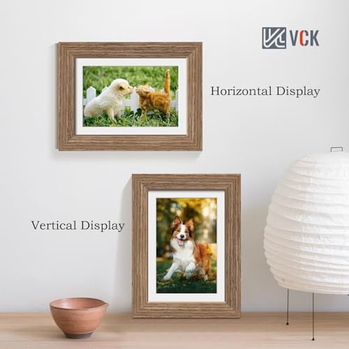 Image of VCK 5x7 Picture Frame 5 Pack, Walnut Wood, 4x6 Mat, Glass, for Portrait