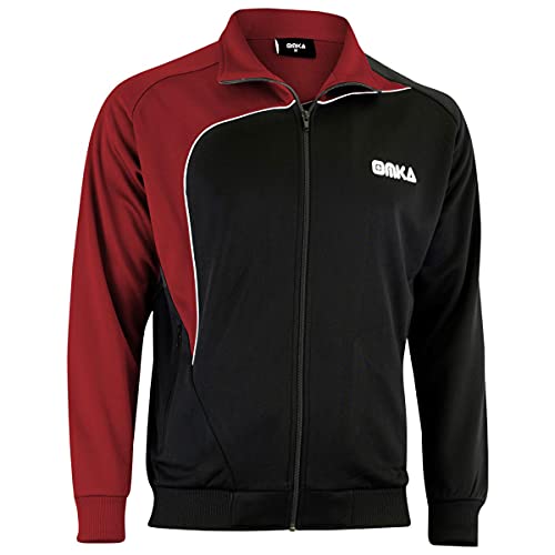 Optima Herren Trainingsjacke Sportjacke Joggingjacke, Größe:S, Farbe:Weinrot/Schwarz Cover