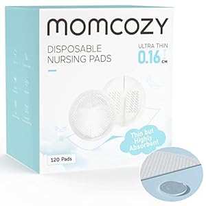Momcozy Ultra-Thin Disposable Nursing Pads, Super Absorbent and Breathable Breastfeeding Pads, Make The Breasts Light and Unburdened, 3D Shape for The Best Fit, Individually Packaged（120 Count）
