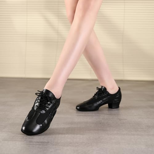 Latin Dance Shoes for Women Lace-up Ballroom Modern Salsa Teaching Practice Professional Performance Dance Shoes 1.5 Inch Low Heel4