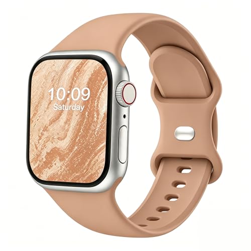 Image of Sport Bands Compatible with Apple Watch Band Women Men 40mm 38mm 41mm 42mm 44mm 45mm 46mm 49mm ,Soft Wristband Waterproof Replacement Strap for iWatch Bands Series 11 10 9 8 7 6 5 4 3 2 1 SE Ultra Milk Tea