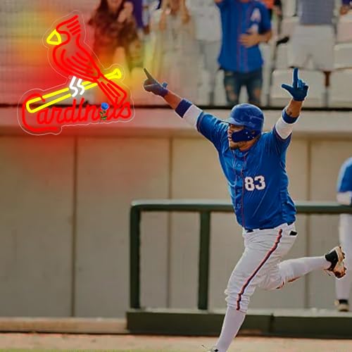 Image of Baseball Neon Sign for Wall Decor Dimmable Baseball Team Led Neon Sign for Man Cave Bedroom Sport Club Garage Party Bedroom Dorm Birthday Gift for Fans Size 13 * 13.4 In(ZYLD134)