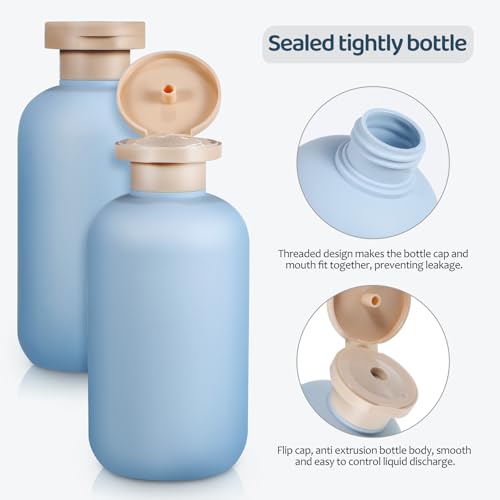 Image of Healeved Travel Bottles 4 pack Refillable Shampoo Travel Bottles for Toiletries Lotion Bottles Leak Resistant size Containers Wide Mouth Squeeze Bottles for Business Trips Camping