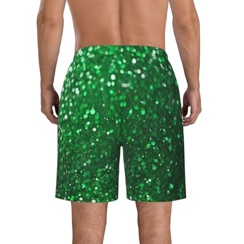 Green Sequin Sparkle Print Stylish Men Beach Shorts Lightweight Cozy Swim Trunks Summer Casual Outings Holiday3