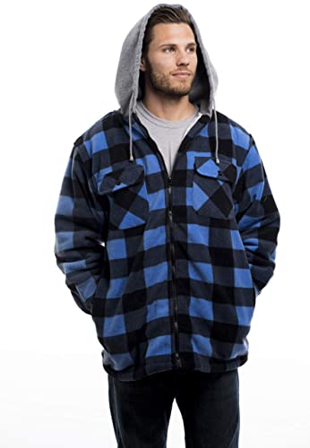 Image of TrailCrest Men's Warm Sherpa Lined Hoodie Fleece Shirt Jacket, Classic Zip Up Buffalo Plaid (Regular and Big & Tall Sizes)