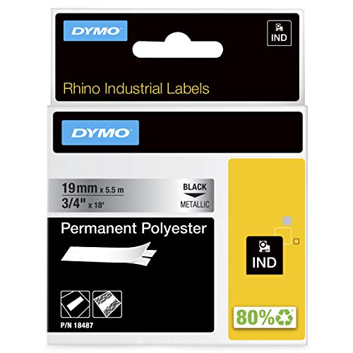 Étiquettes DYMO Rhino Pro 3/4" x 18 pi, polyester métallisé