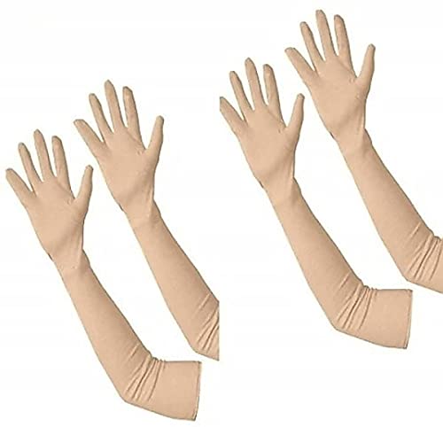 MSB SPORTS Pair (Mix Colors) Cotton Full Arm Hand Sleeves Gloves For Summer. Cold, Winter, Dust & Sun Protective Full Hand Cotton Gloves for Men, Women and Girls ( Skin Color)