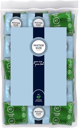 Mister Size Preservativos masculinos, 100 unidades, transparentes, 16 cm