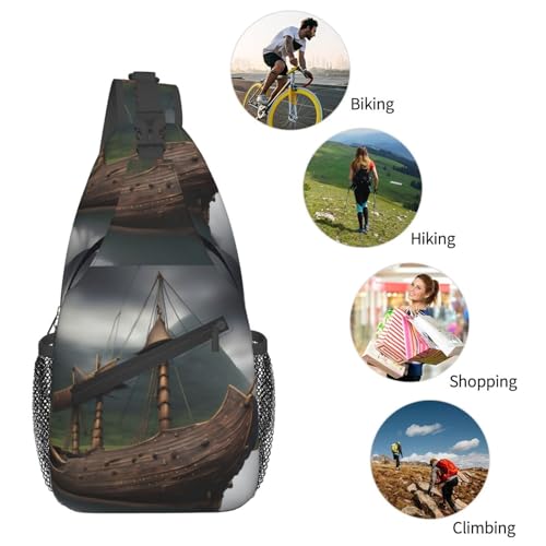 Mochila de bandolera para senderismo con estampado barco vikingo miniatura 6