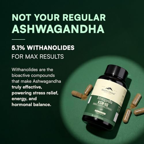 Image of Rasayanam Ashwagandha KSM-66 (500 mg) and Tribulas Gokhru - 60 Gokshura Tablets 1000mg PACK OF 2 | Extra Strength Natural Formulation | Support Strength & Energy | For Both Men & Women