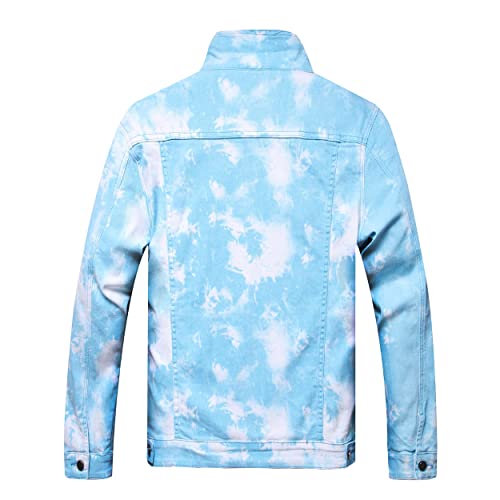 Image of RANMCC Men's Stretch Vintage Washed Long Sleeve Denim Jacket