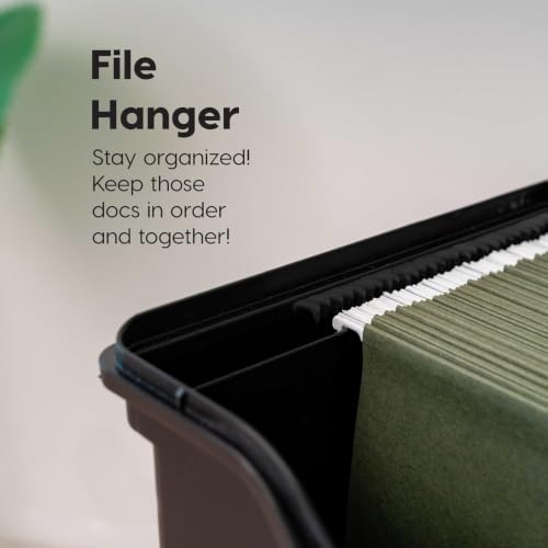 IRIS USA File Box Organizer with Lid, Letter File, Portable Handle, Black - Image 4