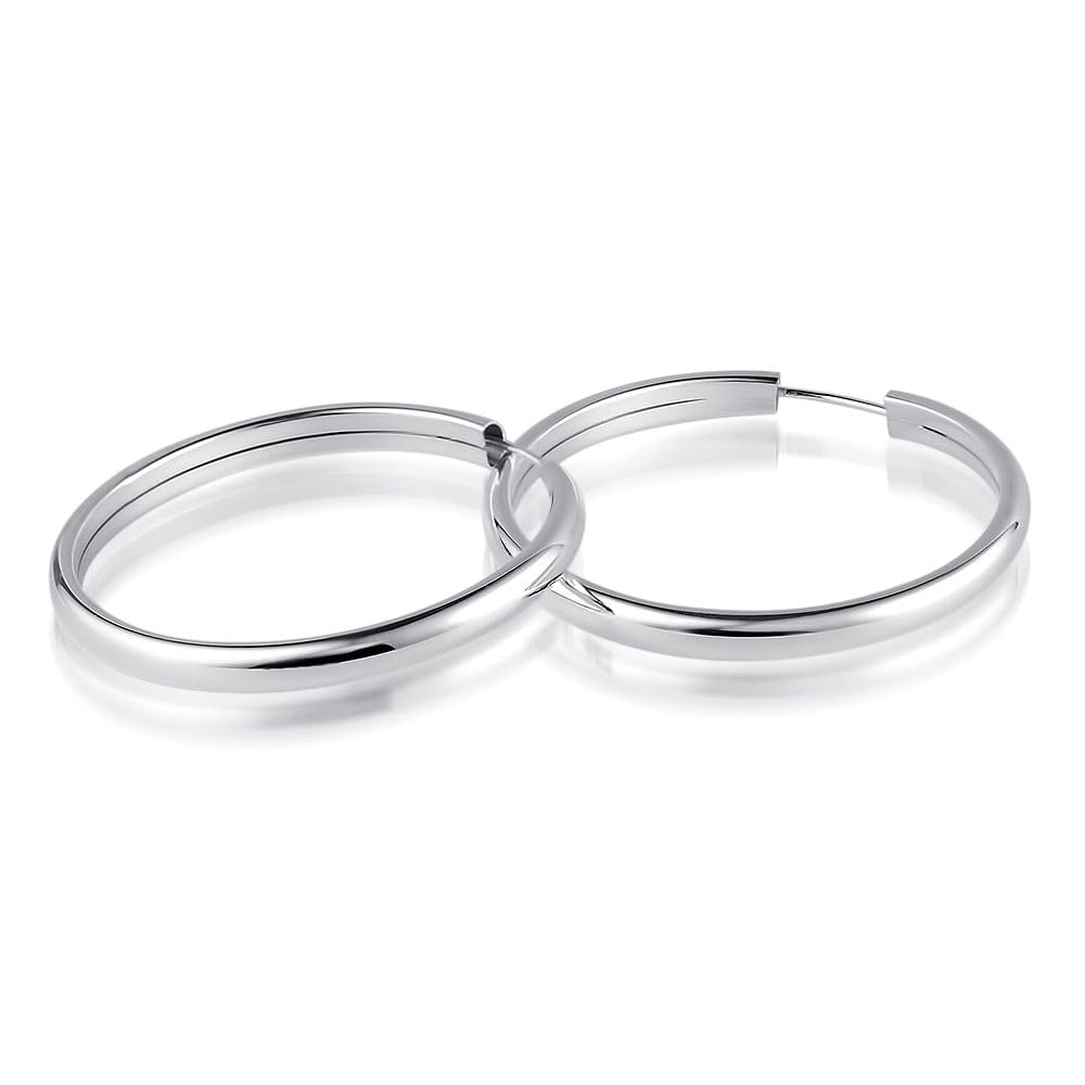 Creolen Silber 925 Damen Ø 40mm Damen Ohrringe rund mit Schmuck Etui SO-131